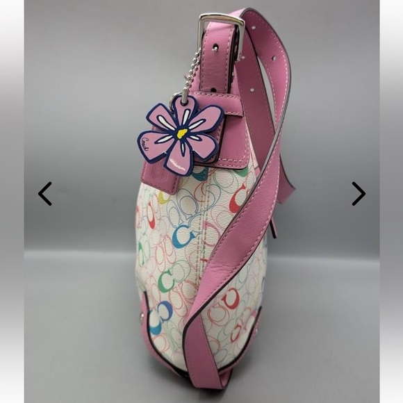 Coach Heritage Chelsea Signature shoulder bag with pink leather trim F16481 NWOT - Picture 4 of 16